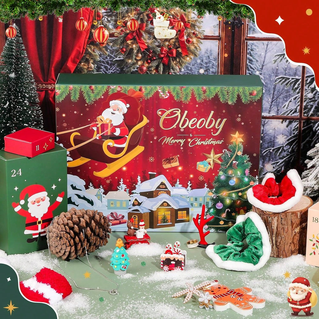 24-Piece Women's Beauty Advent Calendar Set With Makeup Jewelry Hair Accessories, 24-Day Christmas Countdown Gift For Teen Girls