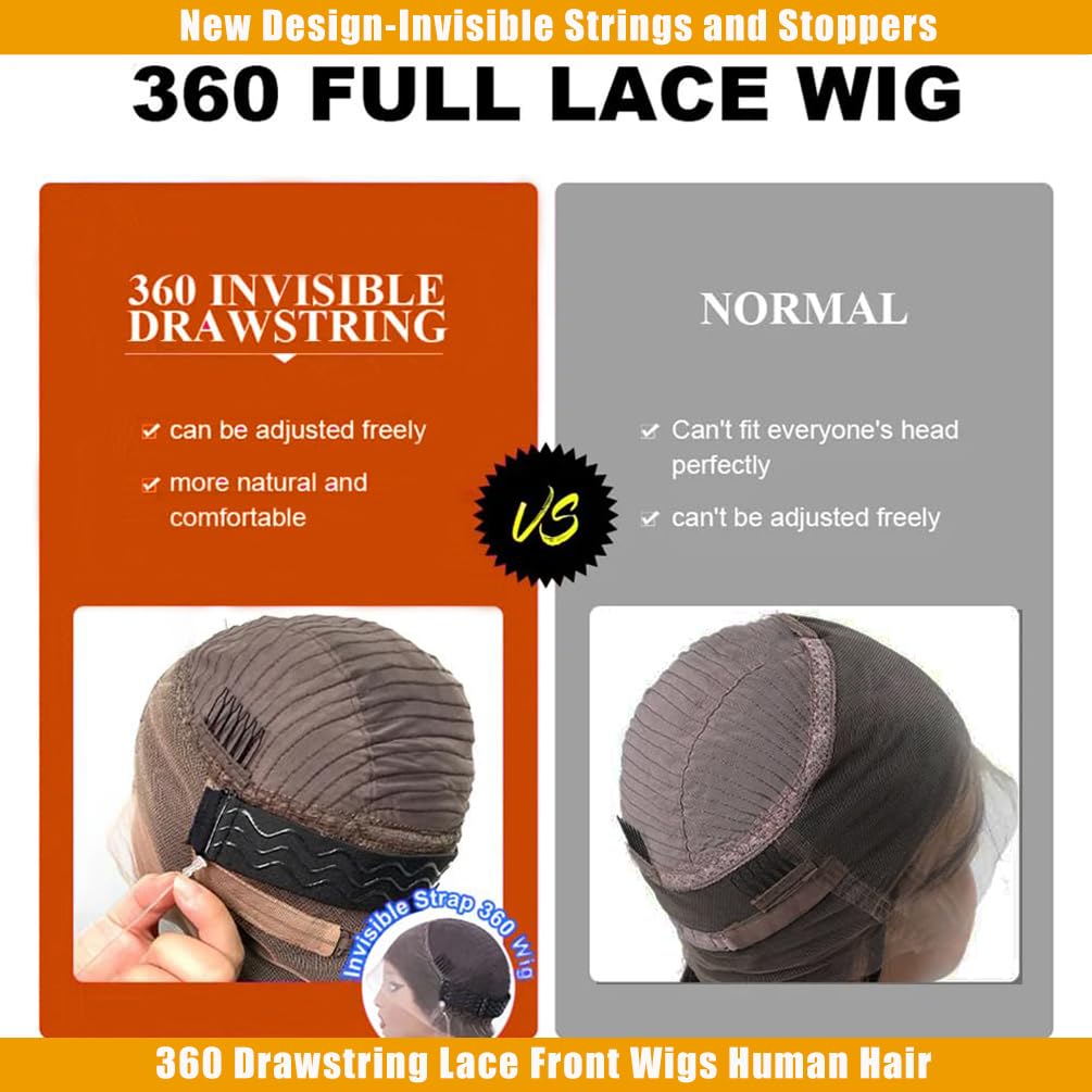 Brofiri 28 Inch Honey Blonde Wig Human Hair Highlight Ombre Body Wave 360 Lace Front Wigs Human Hair Pre Plucked Glueless Wigs for Women Drawstring Full Frontal Lace Wig 4/27 Colored 180% Density