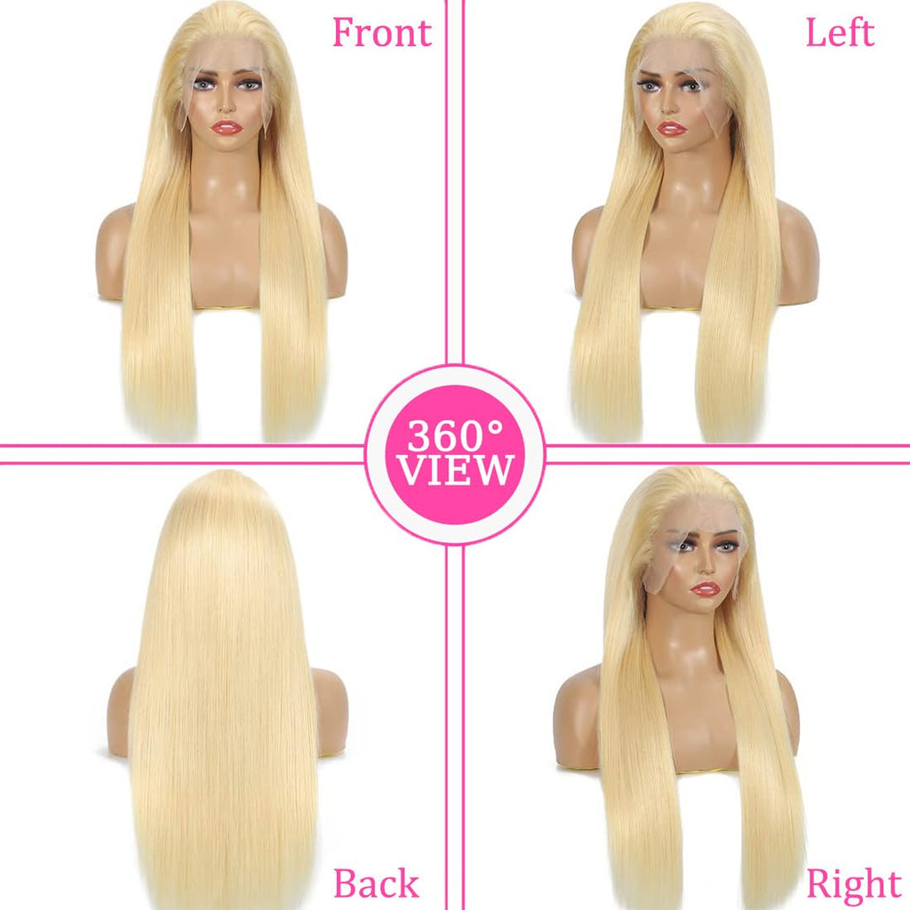 30 Inch 613 Lace Front Wig Human Hair Blonde 13X6 HD Transparent Lace Front Wigs Human Hair 180% Density Blonde Glueless Wigs 613 HD Straight Lace Frontal Wig Pre Plucked