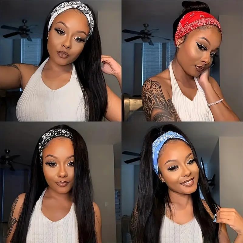 mdgfge 26 Inch Lace Front Wigs Human Hair Pre Plucked Straight Brazilian Glueless Lace Front Natural Black Synthetic Human Hair Wigs Lace Frontal 180% Density Wigs for Women Party Daily Life