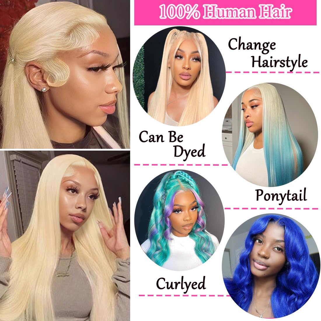 30 Inch 613 Lace Front Wig Human Hair Blonde 13X6 HD Transparent Lace Front Wigs Human Hair 180% Density Blonde Glueless Wigs 613 HD Straight Lace Frontal Wig Pre Plucked